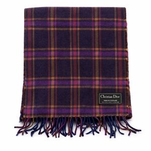Christian Dior lambswool plaid scarf